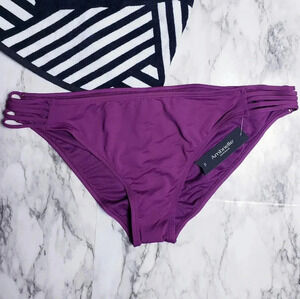 Bikini Bottom Swimsuit Hipster Burgundy Lined Size XL Side Detail Ambrielle